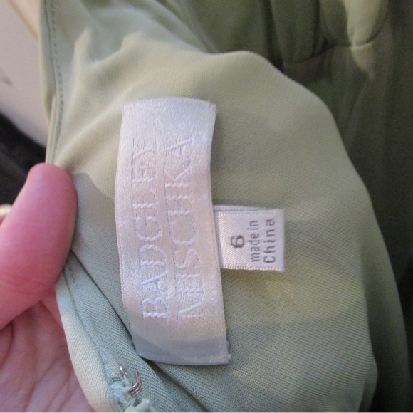 Damaged sage green halter midi dress w rhinestone detailing - Picture 5 of 5